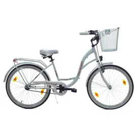 T&Y Trade 24 Zoll Kinder Mädchen City Fahrrad Mädchenfahrrad Bike Rad STVO Beleuchtung Reflex Weiß Weiss 1 Gang Rücktritt