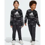 Adidas Essentials Allover Print Kids Hoodie-Set Grey Five / Black / White 110