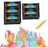 Buntes Feuerpulver, Buntes Feuer, Magical Flames, Magic Fire Pulver, Bunte Flamme Farbwechsel Powder Party und Halloween und Weihnachten,Feuerstellen, Kamin, Ofen, 5 X 10g, mit 5 Knicklichter