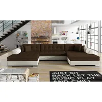 Krudox VEN Ecksofa U-Form 359x78x165 cm - Schlafsofa mit Bettkasten - Couch mit Stauraum - Sofa mit Schlaffunktion 300x129 cm - Stoff Sawana 16/Soft 33 (Kunstleder)