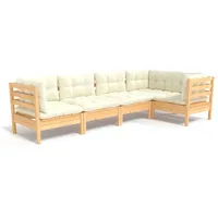 vidaXL Garten-Lounge-Set 5-tlg. creme Kiefernholz
