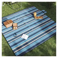 VidaXL Picknickdecke Faltbar Blau und Weiß Gestreift 200x200 cm