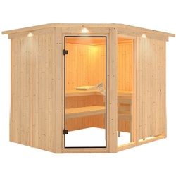 Karibu Sauna Fiona 3-Ohne Ofen-Inkl. Dachkranz
