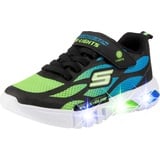 Skechers Jungen Flex-glow Dezlom Sneaker, Black Synthetic Textile Blue Lime Trim, 32 EU