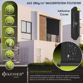 Kesser Senkrechtmarkise Außenrollo 140 x 250 cm Schwarz