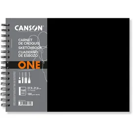 Canson One Art Book Skizzenbuch, Spiralbindung, 160 Seiten, Hardcover, 27,9 x 21,6 cm, 100 g/m2, Weiß