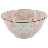 WESTCRAFT Tokio Japan Design Katzen Schalen Kawaii Cat Tayo Schüssel Black Green Blue & Pink | Nippon Porzellan Ramen Reis Nudel Suppen Dessert Bowl | süße Katzenschälchen (Floral Cat 15x7cm 500ml Pink)