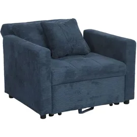 MCW Schlafsessel MCW-L90 Cord 200 x 100 x 70 cm Blau mit Schlaffunktion