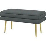 HOMCOM Sitzbank Polsterbank mit Stauraum in Grau, Samtoptik, Bettbank mit Stahlbeinen, Schuhbank für Wohnzimmer & Schlafzimmer 79,5x37,5x43cm   Aosom.de
