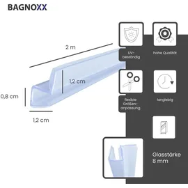 Bagnoxx Duschdichtung Anschlagdichtung 90 Grad transparentes Eckprofil für Duschkabine im Bad, 8mm Glasstärke, Duschtürdichtung, PVC Duschlippe - Für