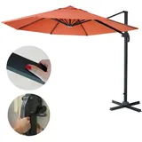 Mendler Gastronomie-Ampelschirm HWC-A96, Sonnenschirm, rund Ø 3m Polyester Alu/Stahl 23kg ~ terracotta ohne Ständer