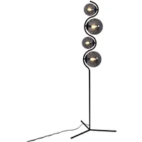 GLOBO Stehlampe Standleuchte Wohnzimmer Rauchglas 4 flammig Schlafzimmerlampe, Metall