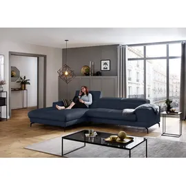 W.Schillig Ecksofa piedroo, Designsofa mit tollem Sitzkomfort, L-Form, Kopfteilverstellung, wahlweise mit Sitztiefenverstellung, Breite 303cm blau