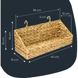 HMF Hängekorb geflochten aus Wasserhyazinthe Aufbewahrungskorb zum Aufhängen 15 x 40 x 15 cm beige