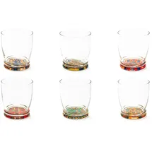 Excelsa Trinacria Set 6 Gläser mit dekoriertem Boden, Ml. 340, Durchmesser 8 cm, Glas