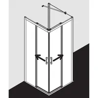Kermi Pega Gleitt.-Eckeinstiegsh. 2-tlg. bodenfrei PEC2L08318VUK 83x185cm, silber hochglanz ESG Opaco, links, auf Duschplatz