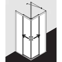 Kermi Pega Gleitt.-Eckeinstiegsh. 2-tlg. bodenfrei PEC2L08318VUK 83x185cm, silber hochglanz ESG Opaco, links, auf Duschplatz