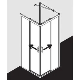 Kermi Pega Gleitt.-Eckeinstiegsh. 2-tlg. bodenfrei PEC2L08318VUK 83x185cm, silber hochglanz ESG Opaco, links, auf Duschplatz