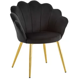 KADIMA DESIGN Esszimmerstuhl Tulpe Samt Gepolstert, Küchenstuhl mit in Schwarz | Gr.: onesize