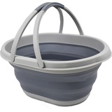 SAMMART 11L Faltbarer Korb mit Griff – Tragbarer Outdoor-Picknickkorb/Krater – Faltbare Einkaufstasche – Platzsparender Aufbewahrungsbehälter (Grau/Dunkelgrau, 1)