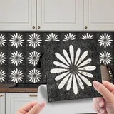 Lukery Fliesenaufkleber, 20 Stück PVC Klebefliesen Küche, Modestil Küchenrückwand Klebefliesen, Bodenaufkleber Fliesenaufkleber Bad für Möbel Wand Schrank (Gänseblümchen 1,15x15cm)