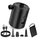 Elektrische Luftpumpe für Luftmatratze, 5200mAh Wiederaufladbare Akku Luftpumpe mit 3 Luftdüsen für Camping, Schlauchboot, Planschbecken Pool Kinder, Matratze Luftmatratze und Schwimmring