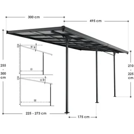 Juskys Terrassendach Borneo 500 x 300 cm dunkelgrau