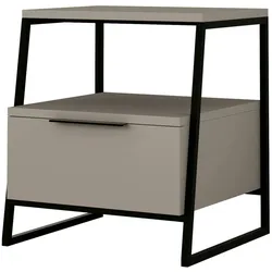 Dmora Nachttisch Dkastrat, Niedrige Kommode, Tisch, Multifunktionaler Nachttisch, 45x40h50 cm, Taube
