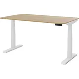 assmann büromöbel ASSMANN Elektrisch höhenverstellbarer Kinderschreibtisch JUNIOR Curved Eiche Natura Weiß, Memoryfunktion, Kollisionsschutz, 2-fach-Motorik - Braun