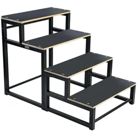 RAMROXX Hundetreppe 4 Stufen Schwarz