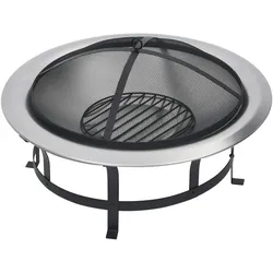 vidaXL Garten-Feuerschale mit Grill Edelstahl 76 cm