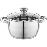 Florina Oliver 20 cm 3,4 L Edelstahltopf mit Glasdeckel | Für Induktion, Gas, Elektro, Ceran | Messskala innen | Spülmaschinengeeignet | Hitzebeständiger Deckel | Langlebig & robust