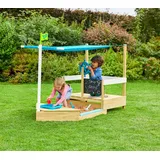 TP Toys Holz Sandkasten Schiff Ahoy | Natur | 180x92x118 cm - Natur/Blau