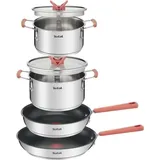 Tefal Opti'Space Topf-Set 6-tlg. Kochtopf + Bratpfanne + Glasdeckel