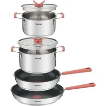 Tefal Opti'Space Topf-Set 6-tlg. Kochtopf + Bratpfanne + Glasdeckel