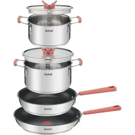 Tefal Opti'Space Topf-Set 6-tlg. Kochtopf + Bratpfanne + Glasdeckel