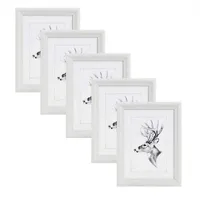 Woltu Bilderrahmen 15x20cm 5er Set Fotorahmen Holzrahmen mit Passepartout,