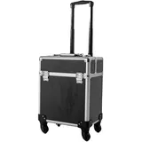 Donened Kosmetikkoffer Trolley, 34 * 24 * 41cm Reisen Friseurkoffer Groß Schminkkoffer für Visagisten, Hairstylisten, Kosmetikerinnen usw (Schwarz)