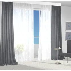 Vorhang VHG "Una" Gr. 3, grau (anthrazit), B:140cm H:180cm, Polyester, Gardinen