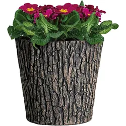 PROREGAL Blumentopf Übertopf Holzoptik Ø 30cm, Pflanzkübel Braun mit Holzoptik im rustikalen Design, Holzbaumstamm Blumenkübel