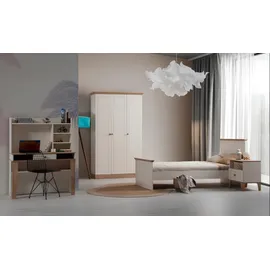 JVmoebel Beige Schlafzimmer Garnitur Robustes Bett Designer Schreibtisch,