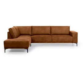 OTTO home Ecksofa OTTO HOME "OLAND L-Form, B: 289 cm, Skandi-Design", braun (cognac), B:289cm H:85cm T:210cm, Struktur weich (100% Polyester);Luxus-Microfaser (100% Polyester);Webstoff (100% Polyester), Sofas, Ecksofa, Struktur, Flachgewebe, Luxus-Microfaser,