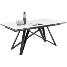 Stolkom "Charly Esszimmertisch Keramik, ausziehbar 280 cm, BxHxT 180x75x95 cm", weiß schwarz, weiß), H:75cm, Tische, Esstisch, Keramikoberfläche,Tischplatte beidseitig ausziehbar 180 auf 280 cm