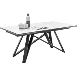 Stolkom "Charly Esszimmertisch Keramik, ausziehbar 280 cm, BxHxT 180x75x95 cm", weiß schwarz, weiß), H:75cm, Tische, Esstisch, Keramikoberfläche,Tischplatte beidseitig ausziehbar 180 auf 280 cm