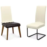 Beautex Stuhlhusse Jersey Stuhlhussen Sets, elastische Stretch Husse Baumwolle Bi-Elastic beige