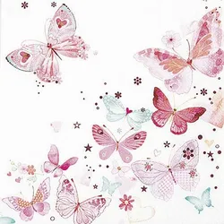 Serviette Loverly Butterflies 20tlg. Papier Rosa