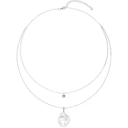 Kette mit Anhänger FIRETTI "Schmuck Geschenk, Halskette Perle mehrreihig", grün (silberfarben, grün, weiß), Halsketten, Damen, Silber 925 (Sterlingsilber)-Perlen, L: 50cm, Silber 925 (Sterlingsilber), Perlen, Made in Germany - mit Edelstein - mit Süßwasserzuchtperle