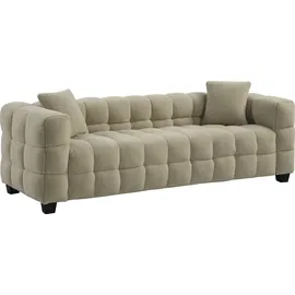Atlantic Home Collection 3-Sitzer "Stella", braun (creme, braun), B:206cm H:63cm T:79cm, ATLANTIC HOME COLLECTION, Sofas, inkl. 2 Zierkissen und mit modernem Teddy Stoff