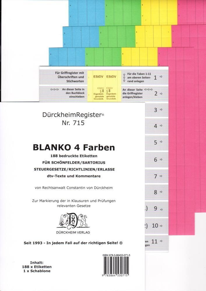 Blanko (Beschreibbar)  Griffregister Farbe & Weiss
