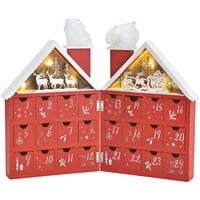 Spetebo befüllbarer Adventskalender Buch Adventskalender 30cm mit 24 Boxen - mit LED (Set, 24-tlg), beleuchtet, zum selber Befüllen rot